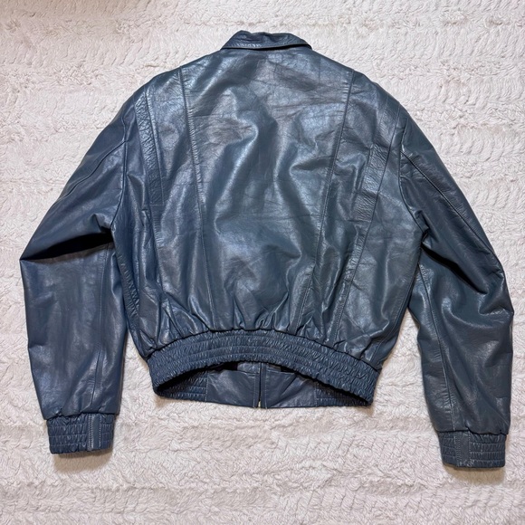 Vintage 1980s D’ Revi Men’s Leather Jacket – Gray – Size 44 large bomber moto - Picture 2 of 6